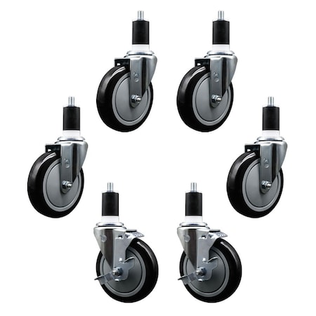 Service Caster Regency 600CASTER6 5'' Replacement Caster Set with Brakes, 6PK REG-EX20S514-PPUB-BLK-4-TLB-2-112